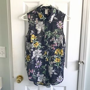 Navy Floral Blouse